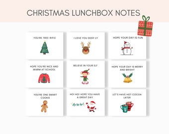 Christmas Lunchbox Notes, Lunch Notes for Kids, Cute Lunchbox Notes, Lunch Notes PDF,  Printable Lunch Note, Christmas Kids Printables