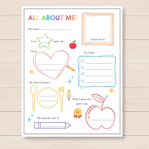Tudo sobre mim, pôster tudo sobre mim, volta às aulas, primeiro dia de aula, conheça-me, planilha tudo sobre mim, atividade para impressão infantil