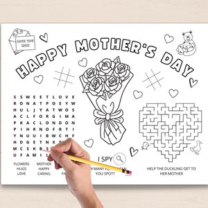 Celebrate Mother's Day with this printable Mother’s Day Activity Placemat for kids! This placemat features fun activities and coloring pages that will keep your child entertained while celebrating their amazing mom.