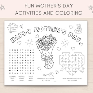 Celebrate Mothers Day with this printable Mother’s Day Activity Placemat for kids! This placemat features fun activities and coloring pages that will keep your child entertained while celebrating their amazing mom.