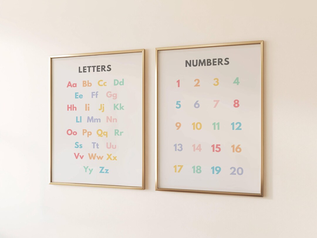 Alphabet and Number Poster, Educational Poster for Kids, Alphabet Print ...