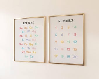 Alphabet and Number Poster, Educational Poster for Kids, Alphabet Print, Numbers Print, Kids Wall Art, Alphabet Poster, Numbers Poster