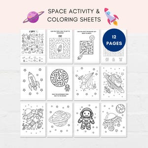 Space Activities, Space Activity Pack, Space Coloring Pages, Space Printable, Space Activity Pack, Kids Coloring Pages, Space Party Games