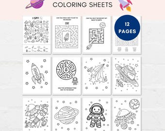 Space Activities, Space Activity Pack, Space Coloring Pages, Space Printable, Space Activity Pack, Kids Coloring Pages, Space Party Games