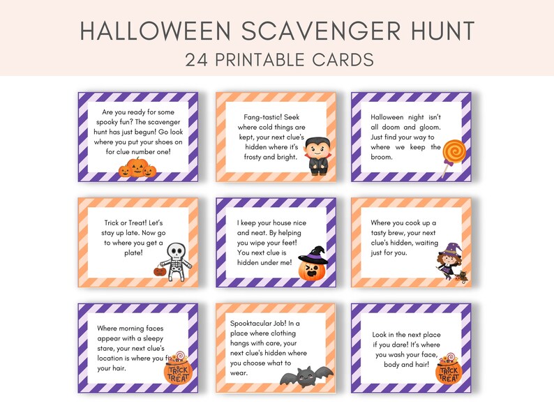 This printable Halloween Scavenger Hunt game is perfect for keeping your little ones entertained and excited during Halloween. Get ready for a spooktacular adventure as your children search for Halloween- treats around the house.