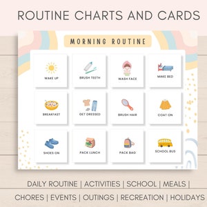 Kinder-Routine, Schlafenszeit, Morgen-Routine, tägliche Routine-Karten, Routine-Checkliste, Morgentafel, Chore-Chart, Kinder-Routine