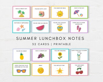 Summer Lunchbox Notes, Lunch Box Notes Printable, Lunch Notes for Kids, Printable Lunch Note, Summer Kids Printable, Summer Lunch Notes