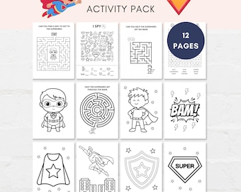 Superhero Activity Sheets, Superhero Coloring Pages, Superhero Birthday, Superhero Kids Activities, Superhero Activity Pack, Superhero PDF