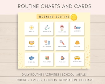 Kids Routine Chart, Bedtime Routine, Morning Routine, Daily Routine Cards, Routine Checklist, Morning Board, Chore Chart, Kids Routine