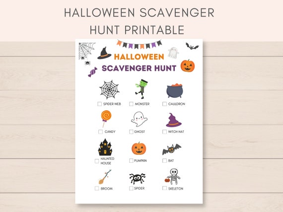 Halloween Scavenger Hunt Printable, Halloween Activity, Halloween Party Games, Halloween Printable, Kids Scavenger Hunt, Halloween Kids Game