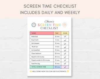 Schermtijdgrafiek, checklist voor schermtijd, zomerschermtijd, schermtijdregels, schermtijdtracker, afdrukbare schermtijd, schermtijd kinderen