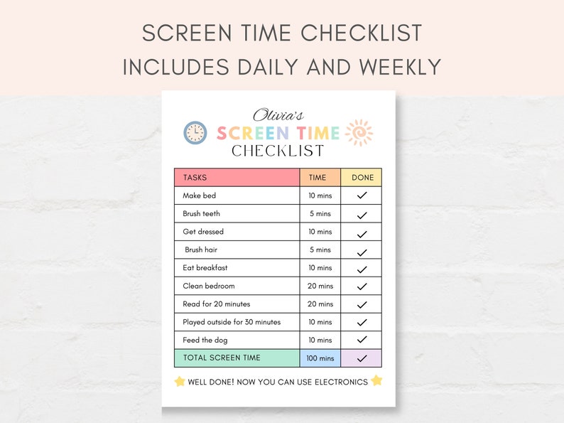 Introducing this Screen Time Checklist to help kids manage their digital usage with this handy printable. From setting limits to tracking activities, this tool promotes healthy screen habits.