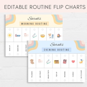 Lavagna a fogli mobili di routine modificabile, Routine per bambini, Grafico di routine giornaliera, Ritmo quotidiano, Programmi giornalieri per bambini, Routine della buonanotte, Routine mattutina
