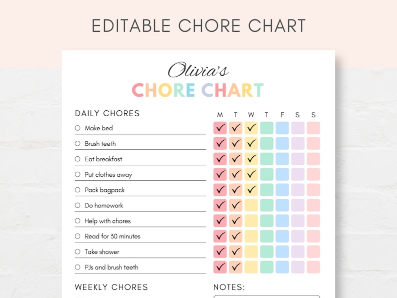 Introduce responsibility with this Kids Chore Chart Printable! This comprehensive chart is designed to make chores and routines fun for children.