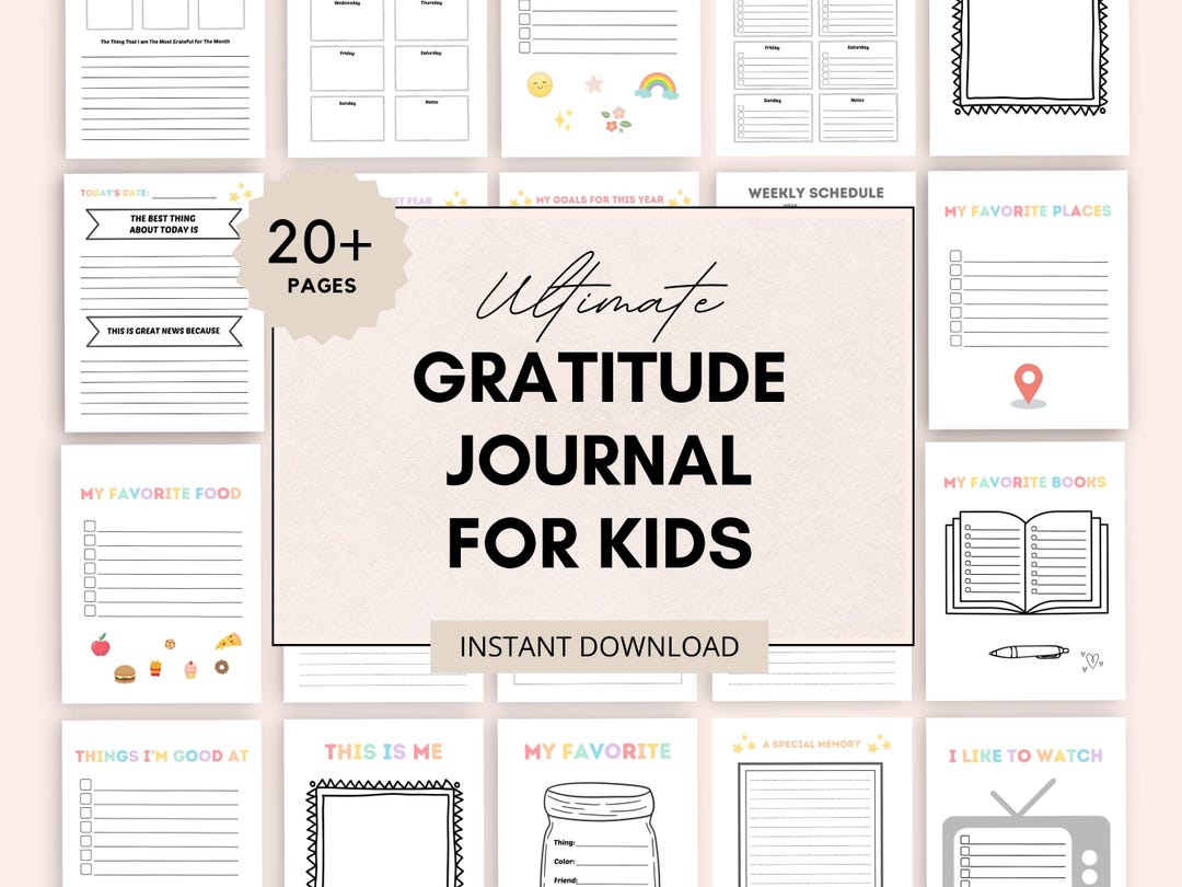 Gratitude Journal for Kids, Kids Daily Gratitude Journal, Printable