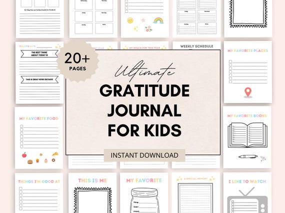 Gratitude Journal for Kids, Kids Daily Gratitude Journal, Printable Gratitude Pages for Children, Mindfulness Journal, Gratitude Worksheet