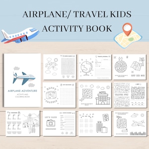 Airplane Activity Book, Airplane Games for Kids, Printable Travel