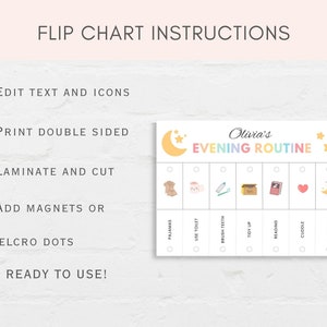 Routine Flip Chart, Morning Routine, Bedtime Routine, Kids Routine Chart, Daily Routine Chart, Daily Rhythm, Editable Routine Flipchart