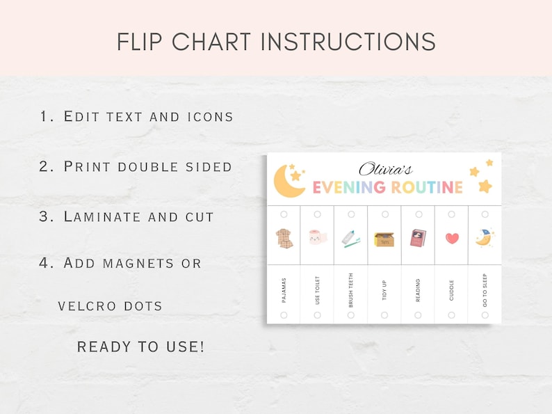 Routine Flip Chart, Morning Routine, Bedtime Routine, Kids Routine Chart, Daily Routine Chart, Daily Rhythm, Editable Routine Flipchart