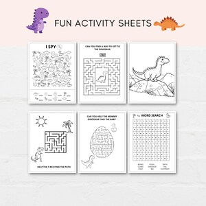 Keep kids engaged with this fun Dinosaur Activity Pack for Kids, which includes Dinosaur activity sheets and Dinosaur coloring sheets. Perfect for Dinosaur parties, classroom fun, school activity and more! Print as many as you like.
