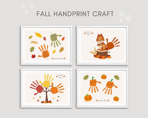 Fall Handprints, Fall Handprint Craft, Printable Handprint, Baby Handprint, Handprint Keepsake, Fall Kids Activity, Toddler Activity, Autumn