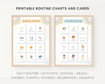 Routine-Checkliste, Tagesablauf für Kinder, Morgenbrett, Routine-Diagramm, Tagesrhythmus, Schlafenszeit-Routine, Visuelle Kinder-Routine, Homeschool, Schule