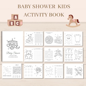 Baby Shower Kids Activity, Baby Shower Activity Book, Baby Shower Games, Kids Activities, Baby Shower Coloring, Kids Printable Activity, PDF