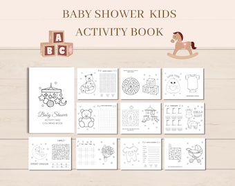 Baby Shower Kids Activity, Baby Shower Activity Book, Baby Shower Games, Kids Activities, Baby Shower Coloring, Kids Printable Activity, PDF