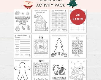 Actividades navideñas, Libro de actividades navideñas, Actividades navideñas imprimibles, Dibujos para colorear navideños, Imprimibles navideños para niños, Actividades navideñas