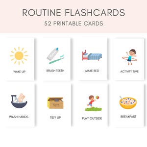 Cartes mémoire de routine quotidienne, carte mémoire de routine pour tout-petits, cartes de routine visuelles, carte mémoire de routine pour enfants, carte de routine imprimable