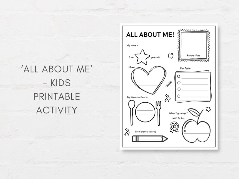 Introduce your child to the world of self-expression with this All About Me printable worksheet! Perfect for classrooms, homeschooling, or fun activities at home.