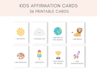 Affirmation Cards For Kids Printable, Children's Positive Affirmation Cards, Motivational Cards, Kids Positivity Cards, Daily Affirmation