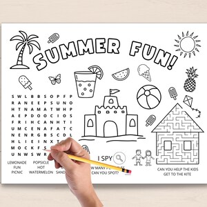 Keep your kids entertained this summer with our fun summer activity placemat! Perfect for a summer barbecue, picnic, or family gathering, this placemat features a variety of summer-themed activities and coloring pages.