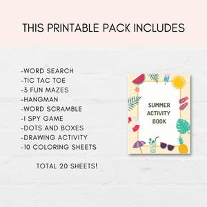 This Summer Activity Book is a perfect way to keep kids engaged this Summer Vacation. The PDF has fun summer games and summer coloring sheets. It can also be used as a party favour. Print as many as you like.