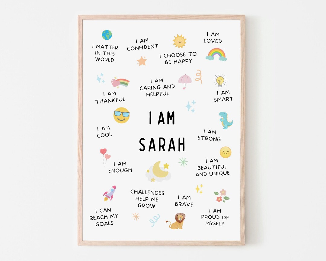Kids Affirmations Printable, Children Affirmation Wall Art, Positive ...