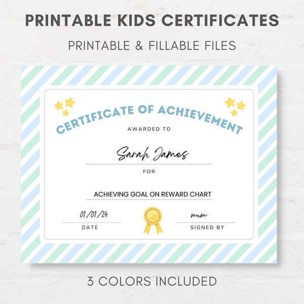 Kids Certificate Printable, Certificate Template, Editable Certificate, Printable Certificate, Student Certificate, Kids Certificate PDF