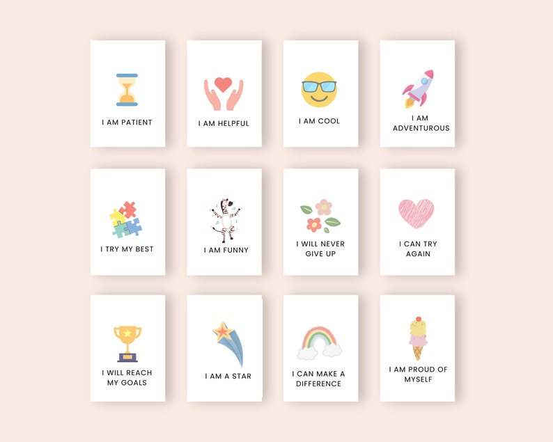 Cartes d'affirmation pour enfants imprimables, cartes d'affirmation positive pour enfants, cartes de motivation, cartes de positivité pour enfants, affirmation quotidienne image 7