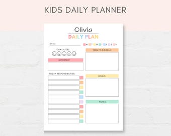 Kids Daily Planner, Kids Chore Planner, Kids Daily Schedule, Children's Daily Planner, Responsibility Chart, Daily Planner Kids, Chore Chart