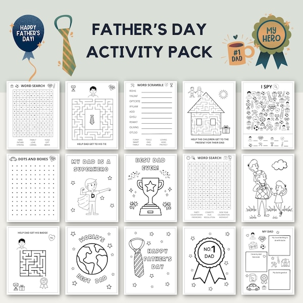 Father’s Day, Activity Pack, Father’s Day Activities, Father’s Day Games, Father’s Day Printable, Father’s Day Coloring, Happy Father’s Day