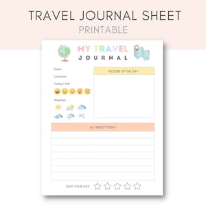 Diario de viaje para niños, Diario de viaje imprimible, Diario de vacaciones, Diario para niños, Diario imprimible, Actividades de viaje, Diario de viaje para niños