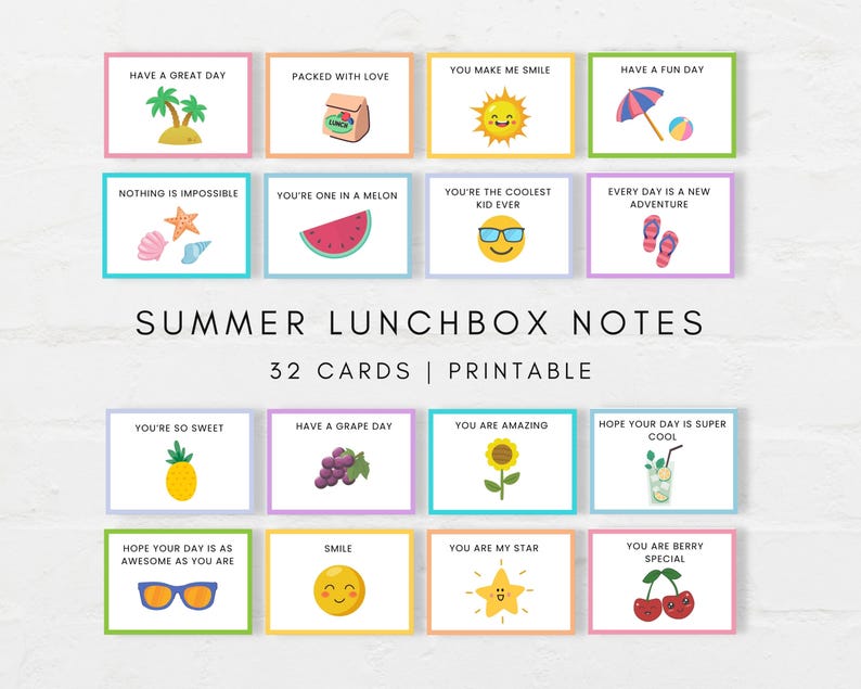 Brighten Up Your Childs Lunch with these fun Lunchbox jokes and notes. This printable bundle includes more than 250 cards.
