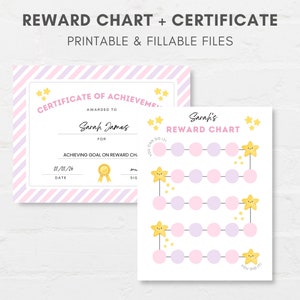 Reward Chart Printable, Kids Reward Chart, Sticker Chart, Kids Chart, Girls Reward Chart, Toddler Reward Chart, Kids Certificate Printable