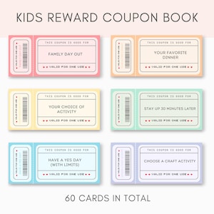 Kinder Belohnungsgutscheine, Kinder Belohnungsgutscheine Karten, Kinder Belohnung, Gutscheine für Kinder, Printable Coupons, Kinder Belohnungsgutscheine, Kinder Couponbuch