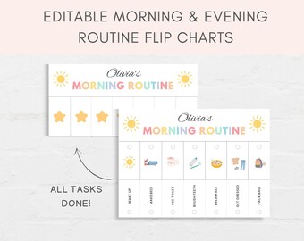 Routine Flip Chart, School Routine, Homeschool Routine, Morning Routine, Bedtime Routine, Kids Chart, Daily Rhythm, Visual Schedule Editable