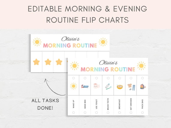 Routine Flip Chart, School Routine, Homeschool Routine, Morning Routine, Bedtime Routine, Kids Chart, Daily Rhythm, Visual Schedule Editable