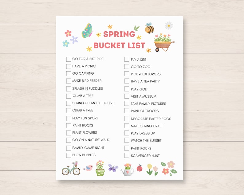 Make each season memorable and filled with joy for your kids with this Seasonal Bucket List Bundle! This printable bundle includes four delightful bucket lists, one for each season - Spring, Summer, Fall, and Winter.