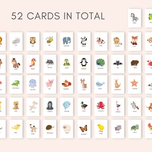 Animal Flashcards, Printable Flashcards, Preschool Flashcards, Toddler Flashcards, Baby Flashcards, Animal Cards Set, Flashcards PDF image 3