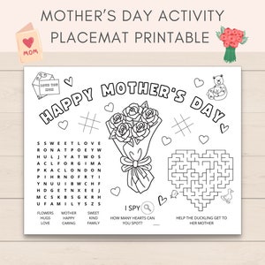 Celebrate Mothers Day with this printable Mother’s Day Activity Placemat for kids! This placemat features fun activities and coloring pages that will keep your child entertained while celebrating their amazing mom.
