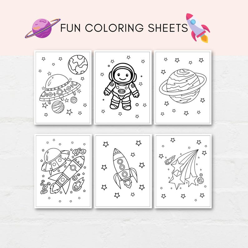 Keep kids busy with this Space Activity Pack, which includes Space activity games and Space coloring sheets. Print as many as you like.