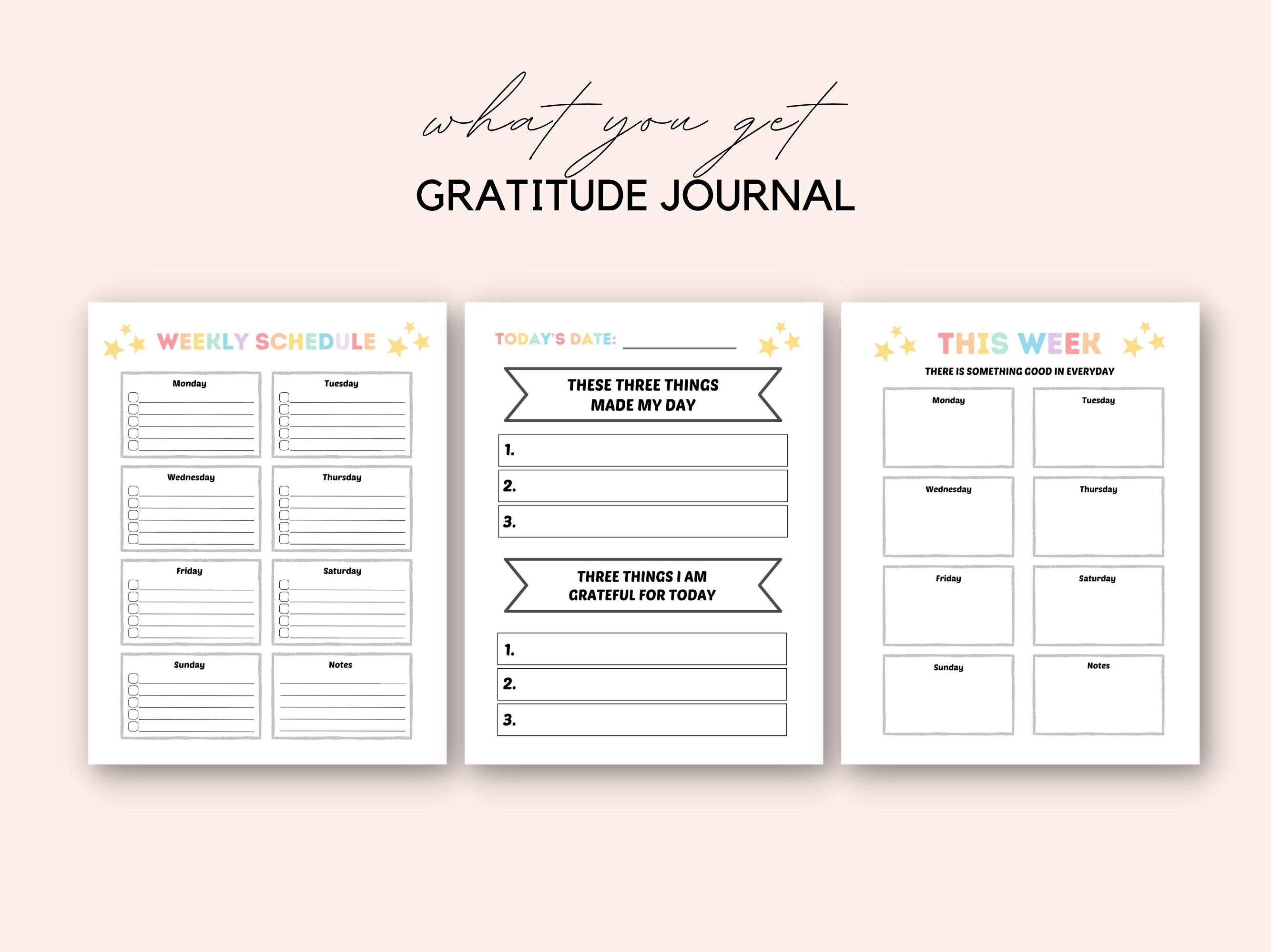 Gratitude Journal for Kids, Kids Daily Gratitude Journal, Printable ...